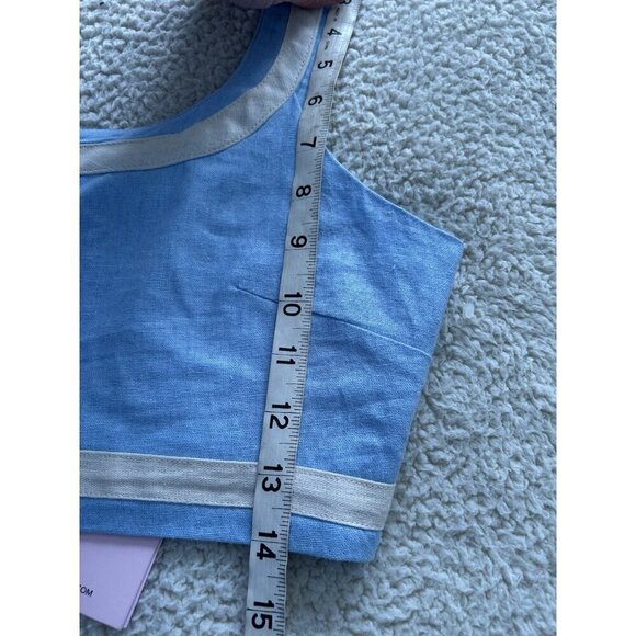 Avec Les Filles Linen Blend Crop Tank Top Ice Blue Size S - Picture 8 of 8